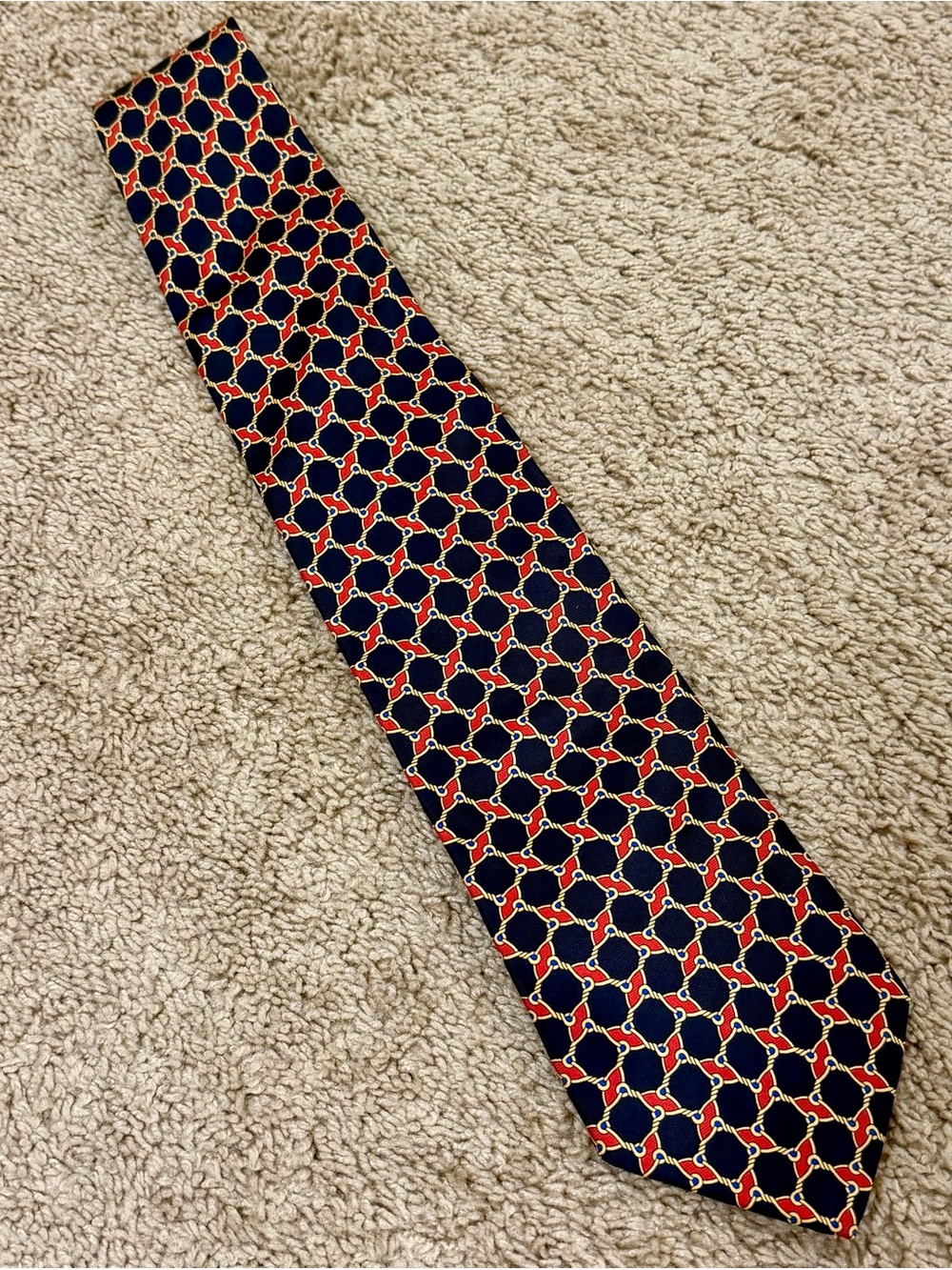 Brooks brothers makers blue label silk gold chain tie